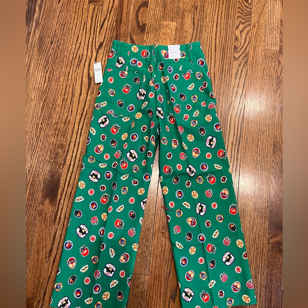NWT Maeve Anthropologie Colette Cropped Wide Leg Printed Pants Magic Fabric - Picture 6 of 9
